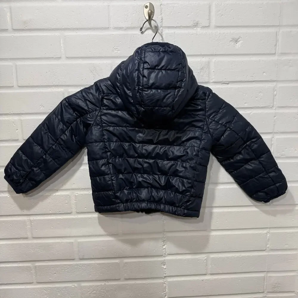Primary Toddler Sz 2T Lightweight Water Repellent Puffer Jacket Navy‎ Blue Hood